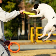 Load image into Gallery viewer, Dog Agility Flying Ring Toy for Medium Large Dogs Soft Chew Resistant Bite Proof Outdoor Park Water Beach Interactive Pet Training Flying Ring
