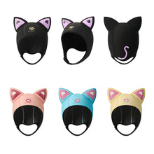 Load image into Gallery viewer, 3mm Neoprene Cat Ears Swimming Cap Diving Hood Waterproof Women Wetsuit Hat For Snorkeling Surfing Water Sports Swimming Supplies

