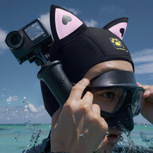 Load image into Gallery viewer, 3mm Neoprene Cat Ears Swimming Cap Diving Hood Waterproof Women Wetsuit Hat For Snorkeling Surfing Water Sports Swimming Supplies
