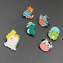 Load image into Gallery viewer, Cute Animal Enamel Pin Fox Cat Dinosaur Frog Lapel Badge Bag Clothing Accessory Garmnt DIY Supplies Gift
