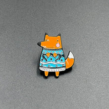 Load image into Gallery viewer, Cute Animal Enamel Pin Fox Cat Dinosaur Frog Lapel Badge Bag Clothing Accessory Garmnt DIY Supplies Gift
