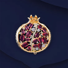 Load image into Gallery viewer, Red Rhinestone Pomegranate Enamel Alloy Brooch Plant Pin Women Suit Bag Jewelry Accessories Decoration Party Gift
