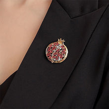 Load image into Gallery viewer, Red Rhinestone Pomegranate Enamel Alloy Brooch Plant Pin Women Suit Bag Jewelry Accessories Decoration Party Gift
