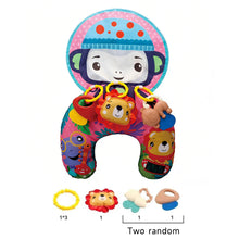 Load image into Gallery viewer, Baby Tummy Time Pillow Montessori Sensory Training Pillow with Teether Rattle for Newborn 0-12 Months
