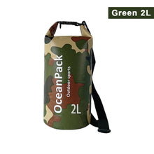 Load image into Gallery viewer, 2/5/10L Camo Waterproof Bucket Bag PVC Dry and Wet Separation Bag Outdoor Shoulder Bag for Swimming Beach River Tracing Hiking
