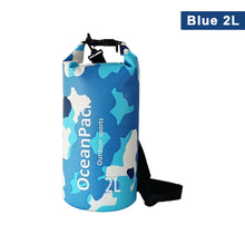 Load image into Gallery viewer, 2/5/10L Camo Waterproof Bucket Bag PVC Dry and Wet Separation Bag Outdoor Shoulder Bag for Swimming Beach River Tracing Hiking
