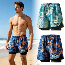 Load image into Gallery viewer, Adult Flat-Leg Quick-Dry Swim Trunks Breathable and Anti-Exposure Double-Layer Shorts Beach Swimming Gear
