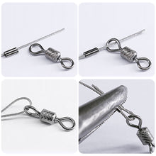 Load image into Gallery viewer, 50PCS Double Brass Fishing Line Fixing Tube Anti-Slip Steel Wire Lock Clip Leader Connector for European Rig
