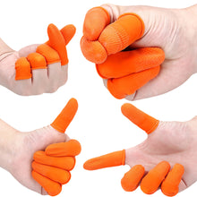 Load image into Gallery viewer, 100PCS Orange Speckled Rubber Anti-Slip Finger Cots Thickened Wear-Resistant Disposable Protective Sleeves Industrial Labor Protection Gear
