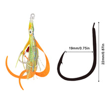 Load image into Gallery viewer, 2PCS Bionic Squid Jigging Hook High Carbon Steel Double Hook with PE Wired UV Glow Assist Gang Hook Sea and Boat Fishing Tackle
