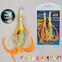 Load image into Gallery viewer, 2PCS Bionic Squid Jigging Hook High Carbon Steel Double Hook with PE Wired UV Glow Assist Gang Hook Sea and Boat Fishing Tackle
