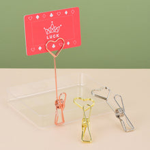 Load image into Gallery viewer, Metal Heart Shape Place Card Holder Photo Clip Stand Desktop Memo Clip Wedding Party Table Name Sign Decoration Supplies
