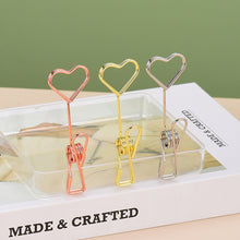 Load image into Gallery viewer, Metal Heart Shape Place Card Holder Photo Clip Stand Desktop Memo Clip Wedding Party Table Name Sign Decoration Supplies
