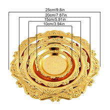 Load image into Gallery viewer, Retro Luxury Metal Plated Golden Silver Plate Cake Dessert Tray Fruit Snack Dish Jewelry Storage Home Hotel Tabletop Decoration

