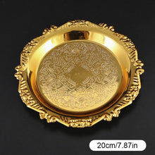 Load image into Gallery viewer, Retro Luxury Metal Plated Golden Silver Plate Cake Dessert Tray Fruit Snack Dish Jewelry Storage Home Hotel Tabletop Decoration
