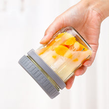 Load image into Gallery viewer, Portable Breakfast Jar with Lid and Spoon Food Storage Glass Jar With Scale for Overnight Oats Leak Proof Cup for Cereal Yogurt Salad Meal Prep On the Go

