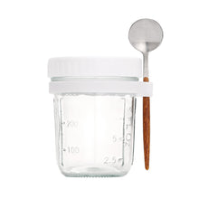 Load image into Gallery viewer, Portable Breakfast Jar with Lid and Spoon Food Storage Glass Jar With Scale for Overnight Oats Leak Proof Cup for Cereal Yogurt Salad Meal Prep On the Go
