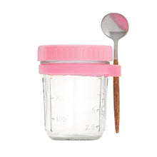 Load image into Gallery viewer, Portable Breakfast Jar with Lid and Spoon Food Storage Glass Jar With Scale for Overnight Oats Leak Proof Cup for Cereal Yogurt Salad Meal Prep On the Go
