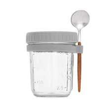 Load image into Gallery viewer, Portable Breakfast Jar with Lid and Spoon Food Storage Glass Jar With Scale for Overnight Oats Leak Proof Cup for Cereal Yogurt Salad Meal Prep On the Go
