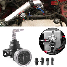 Load image into Gallery viewer, Adjustable Car Fuel Pressure Regulator with Gauge Kit Vehicle Refitting Fuel Supercharger Aluminum Universal Fuel Modification Accessories

