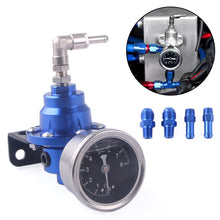 Load image into Gallery viewer, Adjustable Car Fuel Pressure Regulator with Gauge Kit Vehicle Refitting Fuel Supercharger Aluminum Universal Fuel Modification Accessories
