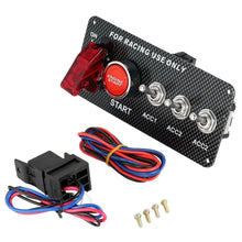 Load image into Gallery viewer, Car Modification Accessories LED Toggle Switch 12V LED Ignition Switch Panel Carbon Fiber for Racing Car Engine Start Push Button
