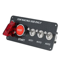Load image into Gallery viewer, Car Modification Accessories LED Toggle Switch 12V LED Ignition Switch Panel Carbon Fiber for Racing Car Engine Start Push Button
