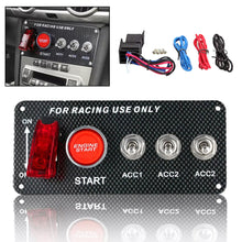 Load image into Gallery viewer, Car Modification Accessories LED Toggle Switch 12V LED Ignition Switch Panel Carbon Fiber for Racing Car Engine Start Push Button
