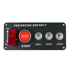 Load image into Gallery viewer, Car Modification Accessories LED Toggle Switch 12V LED Ignition Switch Panel Carbon Fiber for Racing Car Engine Start Push Button
