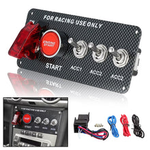 Load image into Gallery viewer, Car Modification Accessories LED Toggle Switch 12V LED Ignition Switch Panel Carbon Fiber for Racing Car Engine Start Push Button
