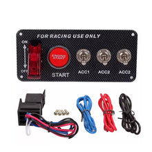 Load image into Gallery viewer, Car Modification Accessories LED Toggle Switch 12V LED Ignition Switch Panel Carbon Fiber for Racing Car Engine Start Push Button
