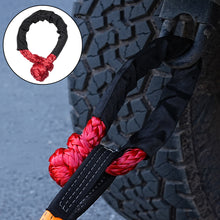 Load image into Gallery viewer, 41000lbs Heavy Duty Car Offroad 4X4 Soft Shackle Synthetic Winch Rope Tow Shackle Strap with Protective Sleeve for Truck Vehicle SUV
