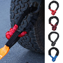 Load image into Gallery viewer, 41000lbs Heavy Duty Car Offroad 4X4 Soft Shackle Synthetic Winch Rope Tow Shackle Strap with Protective Sleeve for Truck Vehicle SUV
