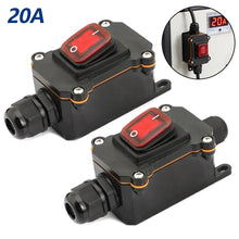 Load image into Gallery viewer, 12V-24V 110V-220V Waterproof Marine Rocker Inline Toggle Switch with LED 20A Inline IP67 Sealed Outdoor Box Inline Cord Rocker Switch Power

