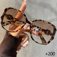 Load image into Gallery viewer, Leopard Print Patchwork Large Frame Glasses Reading Glasses Gradient Tea Lens Multifunctional Fashion Eyewear
