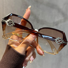 Load image into Gallery viewer, Leopard Print Patchwork Large Frame Glasses Reading Glasses Gradient Tea Lens Multifunctional Fashion Eyewear
