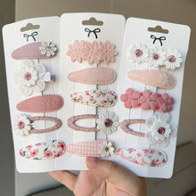 Load image into Gallery viewer, 5Pcs/Set Fabric Daisy Flower Floral Printed Hair Clips Sweet All Match Hair Accessories For School Daily Party

