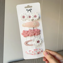 Load image into Gallery viewer, 5Pcs/Set Fabric Daisy Flower Floral Printed Hair Clips Sweet All Match Hair Accessories For School Daily Party
