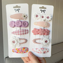 Load image into Gallery viewer, 5Pcs/Set Fabric Daisy Flower Floral Printed Hair Clips Sweet All Match Hair Accessories For School Daily Party
