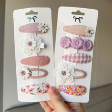 Load image into Gallery viewer, 5Pcs/Set Fabric Daisy Flower Floral Printed Hair Clips Sweet All Match Hair Accessories For School Daily Party
