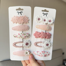 Load image into Gallery viewer, 5Pcs/Set Fabric Daisy Flower Floral Printed Hair Clips Sweet All Match Hair Accessories For School Daily Party
