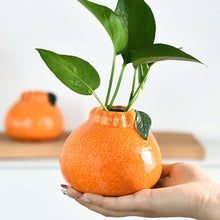 Load image into Gallery viewer, Orange Persimmon Shaped Ceramic Vase Flower Arrangement Vase Hydroponic Tabletop Decoration For Home Room Office Oranment
