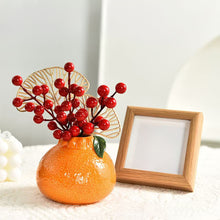Load image into Gallery viewer, Orange Persimmon Shaped Ceramic Vase Flower Arrangement Vase Hydroponic Tabletop Decoration For Home Room Office Oranment
