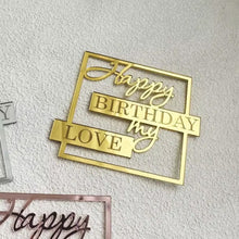 Load image into Gallery viewer, Golden Pink Acrylic Happy Birthday Cake Topper Side Cake Flag For Party Baking Cake Dessert Decoration Supplies
