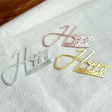 Load image into Gallery viewer, Golden Pink Acrylic Happy Birthday Cake Topper Side Cake Flag For Party Baking Cake Dessert Decoration Supplies
