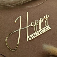 Load image into Gallery viewer, Golden Pink Acrylic Happy Birthday Cake Topper Side Cake Flag For Party Baking Cake Dessert Decoration Supplies
