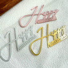 Load image into Gallery viewer, Golden Pink Acrylic Happy Birthday Cake Topper Side Cake Flag For Party Baking Cake Dessert Decoration Supplies

