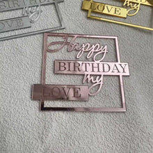 Load image into Gallery viewer, Golden Pink Acrylic Happy Birthday Cake Topper Side Cake Flag For Party Baking Cake Dessert Decoration Supplies
