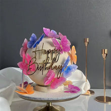 Load image into Gallery viewer, Gold Acrylic Butterfly Happy Birthday Cake Topper Set DIY Baking Decoration For Birthday Party Dessert Decoration Supplies
