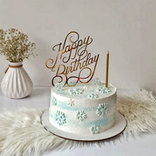 Load image into Gallery viewer, Gold Acrylic Butterfly Happy Birthday Cake Topper Set DIY Baking Decoration For Birthday Party Dessert Decoration Supplies
